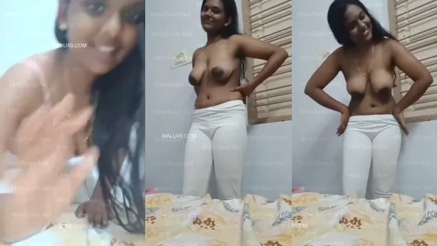 Garota tímida Tamil se despindo para o namorado - vídeo amador Hot Desi