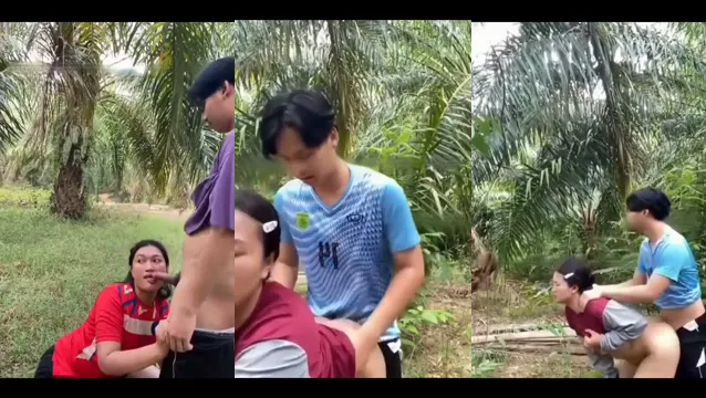 Sex auf der indonesischen Palmölplantage – wilder Creampie im Freien