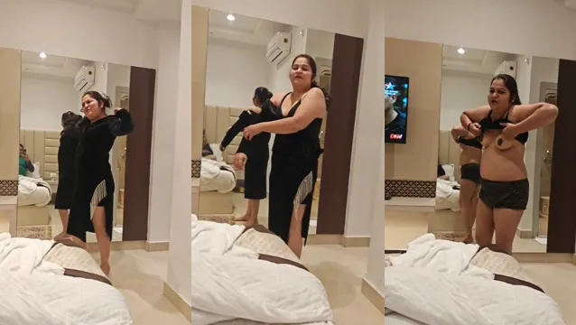 Chubby Desi Bhabhi Stripping For Posh Guy - Viral Leaked MMS Sex