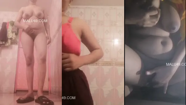 Geile Desi Babe met grote borsten drukt en vingert - Hete Indiase solovideo