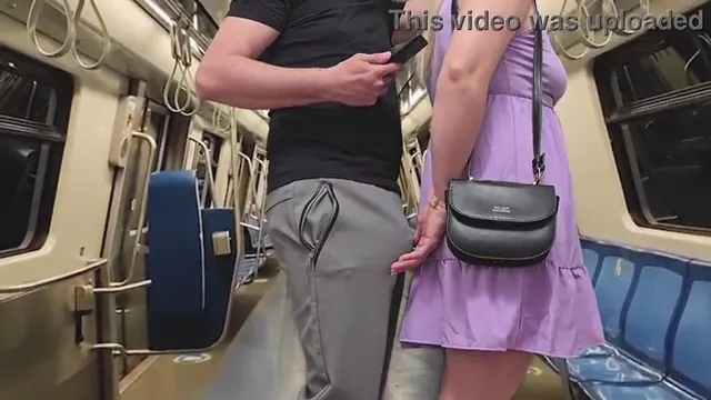Subway Stranger Sex - Crowded Train Jerk Off Ends With Creampie Panties