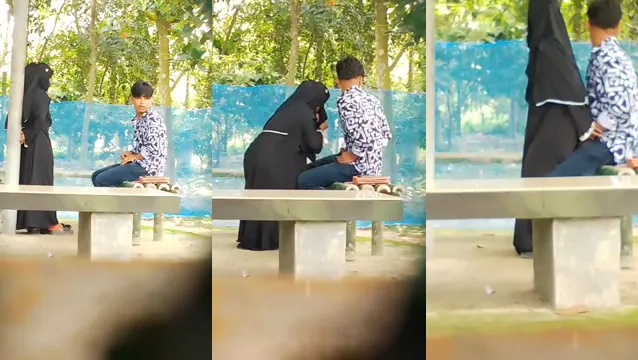 Horny Hijabi Girl Public Park Bench Sex - Wild Outdoor Leak!
