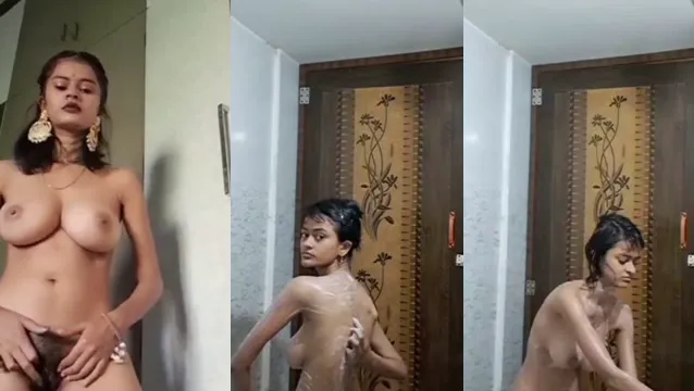 Chica del sur de India con tetas de baño desnudas - ¡Fuga de baño desnuda sexy!
