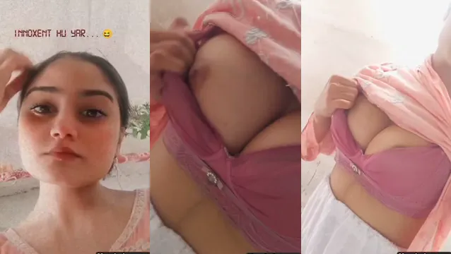 Cute Desi Girl Boobs Show - Viral video of cute desi girl squeezing her chest