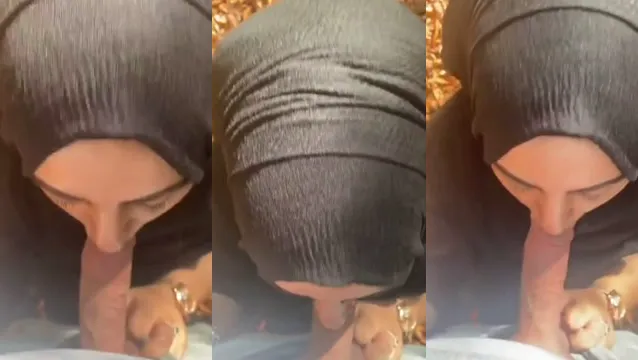 Hijabi Deep Throat Outdoor BJ Leak - La troia hijabi succhia la bocca calda!